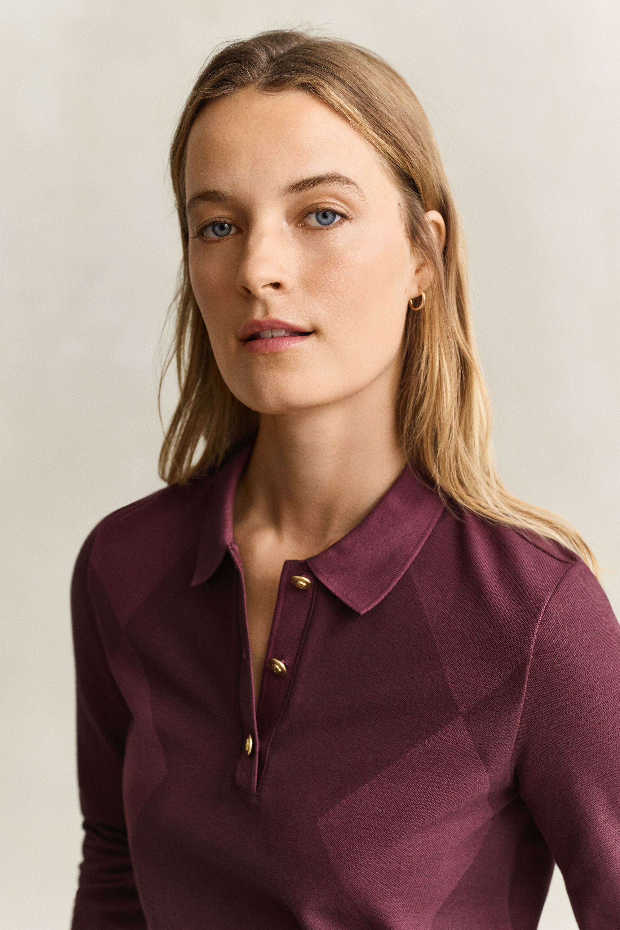 Camicia in stile polo a maniche lunghe Argyle