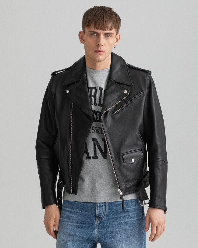 Giacca biker in pelle