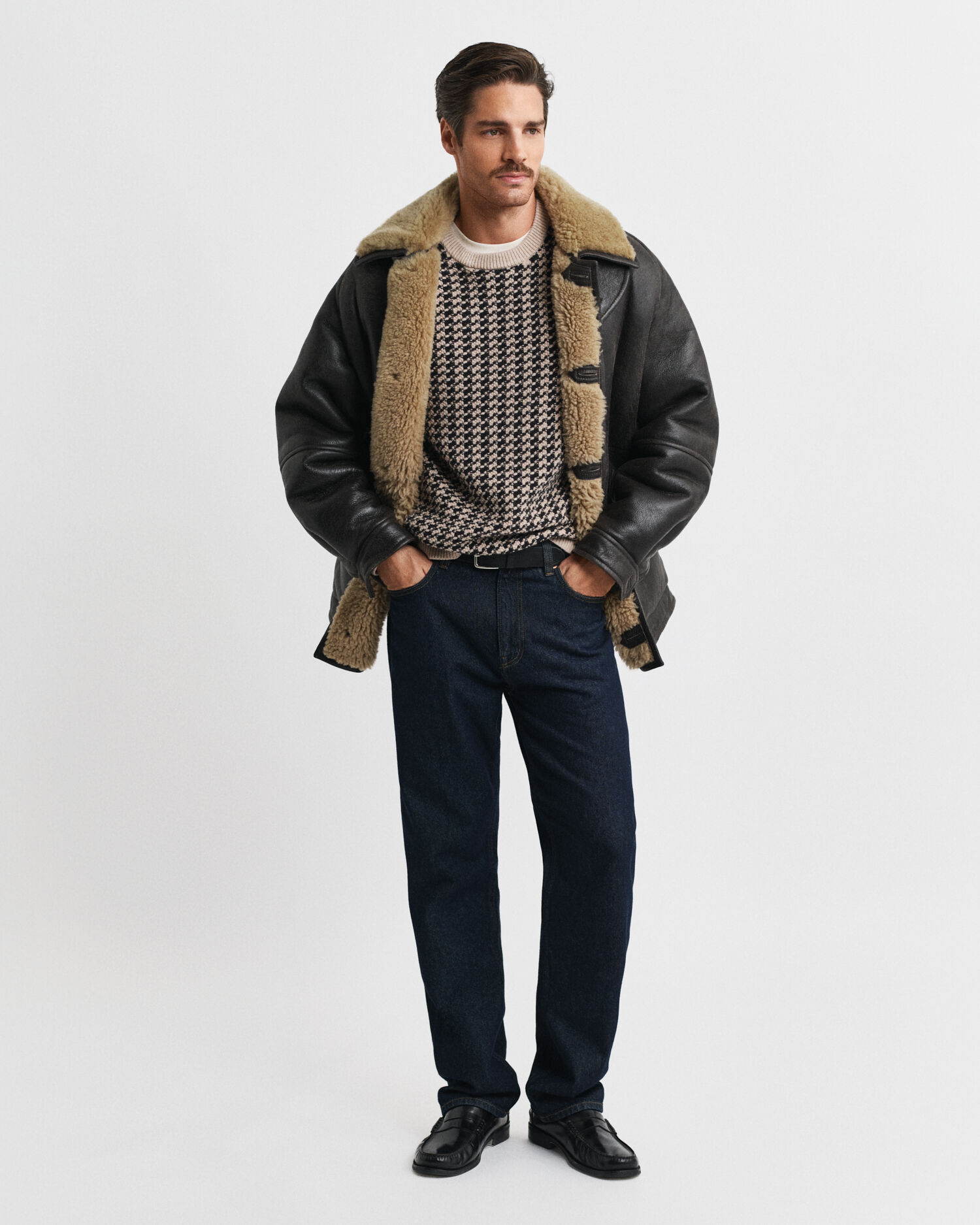 Maglia girocollo con texture a due colori