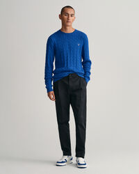 Maglia girocollo in cotone a trecce