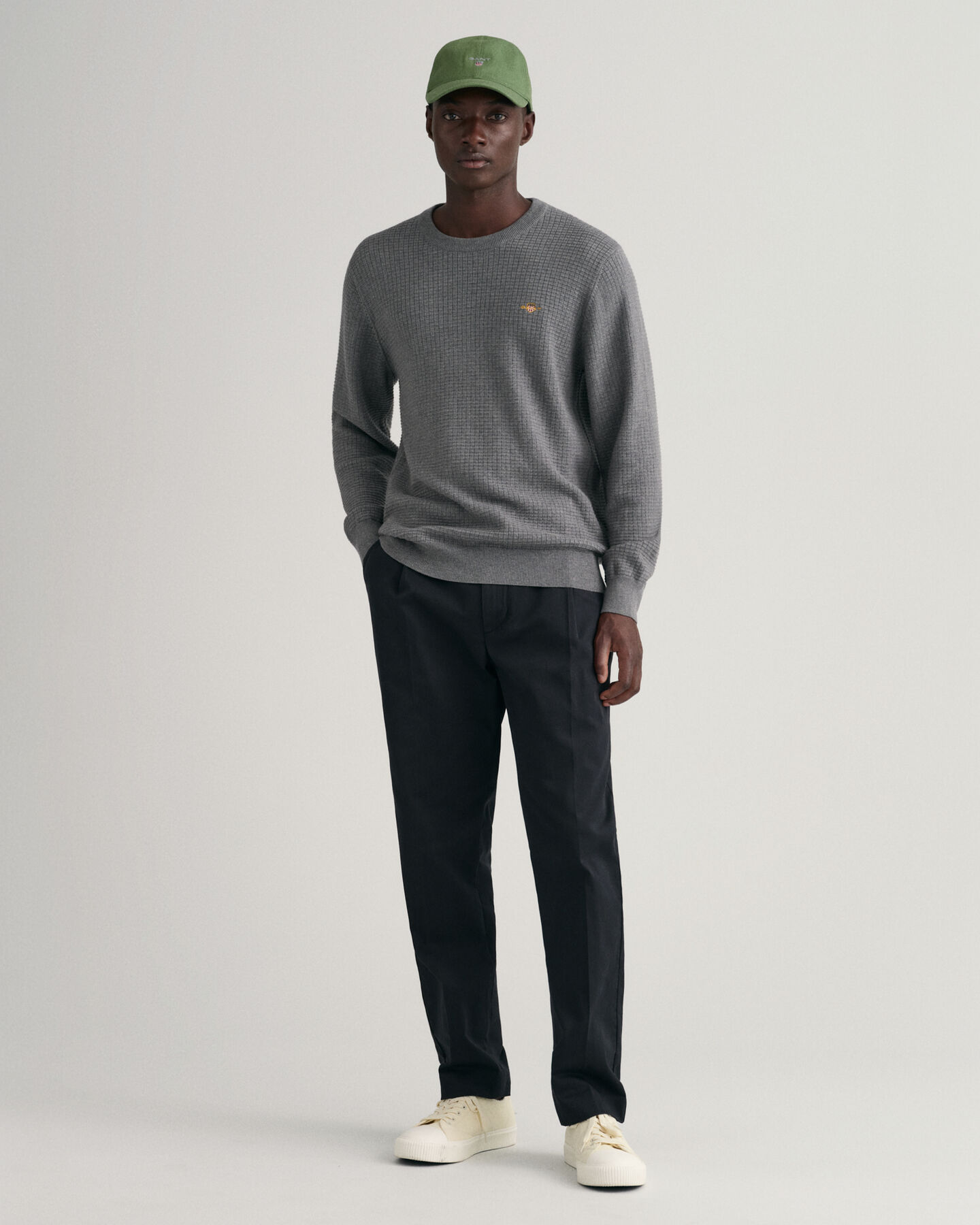 Maglia girocollo in cotone Texture