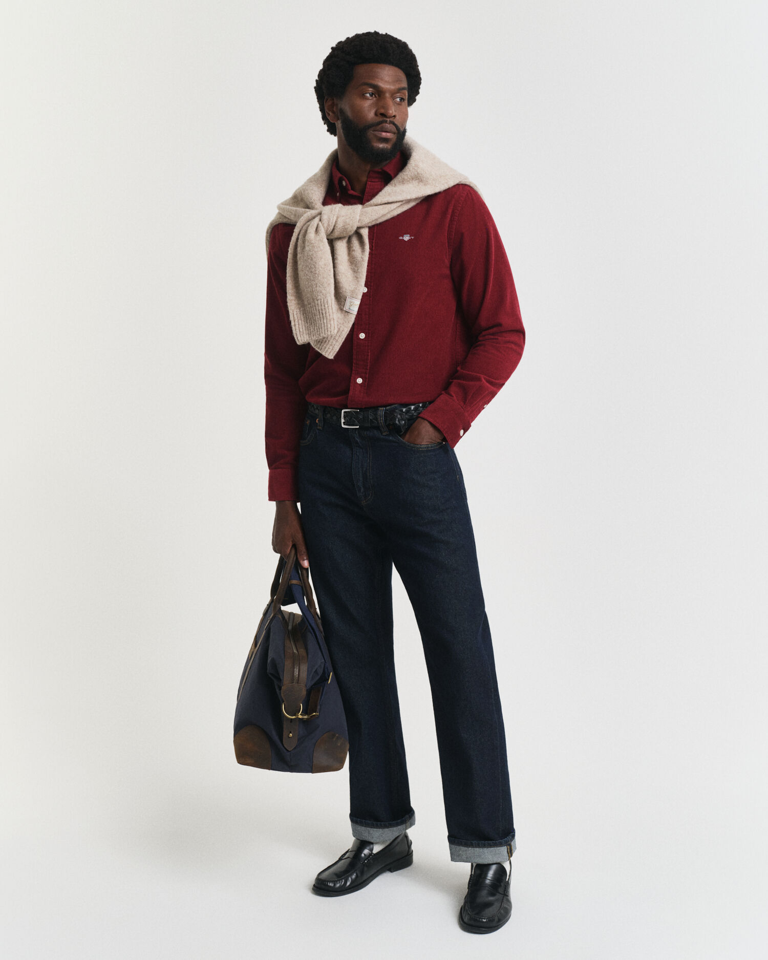 Camicia in cotone e velluto a coste regular fit