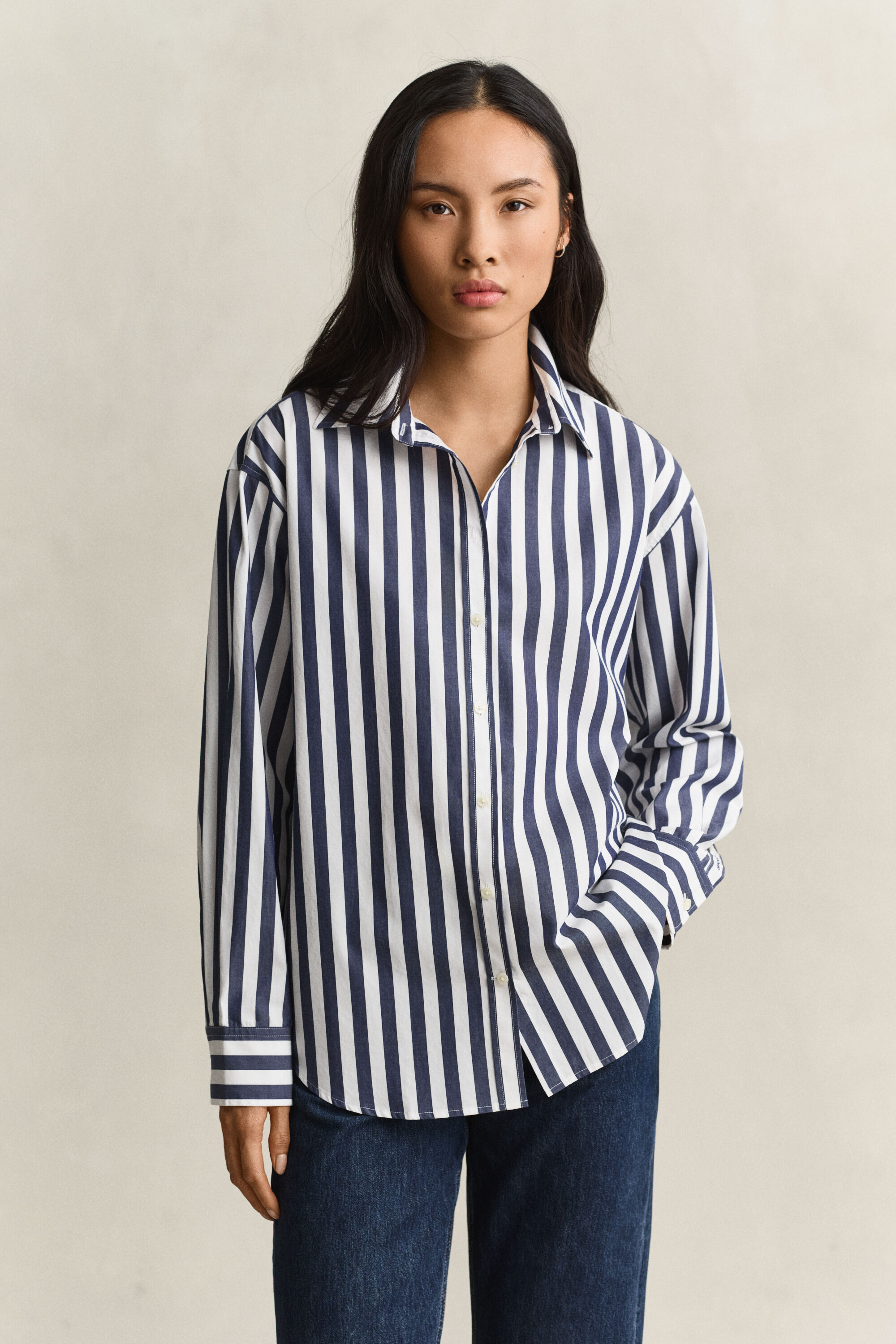 Camicia in popeline a righe relaxed
