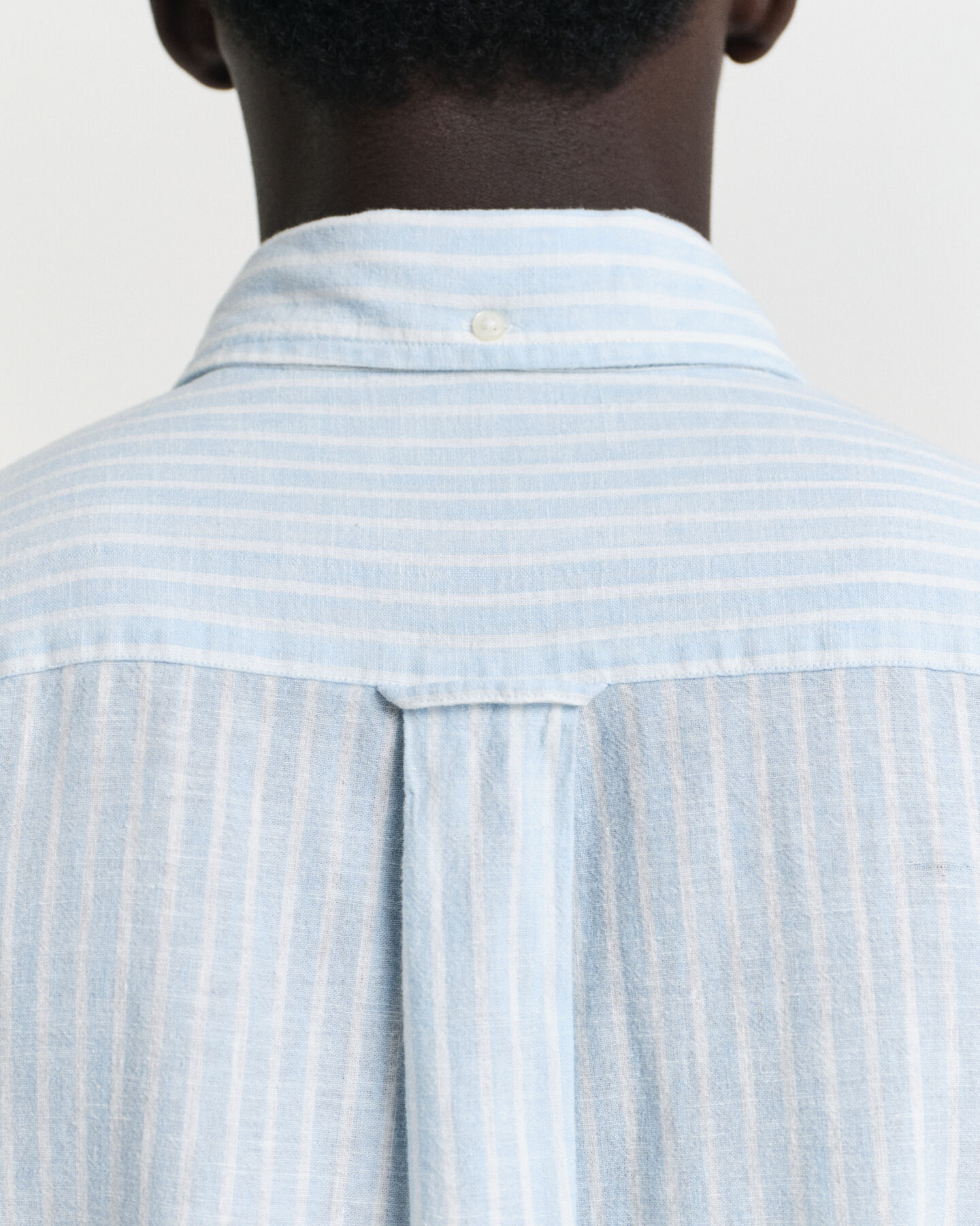 Camicia in misto cotone-lino a righe regular fit