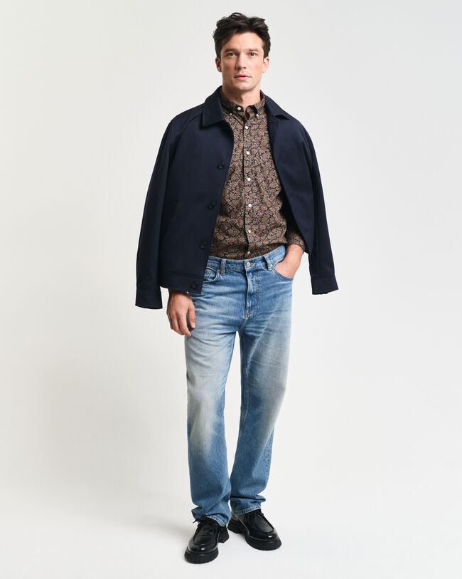 Camicia a righe con stampa cashmere regular fit