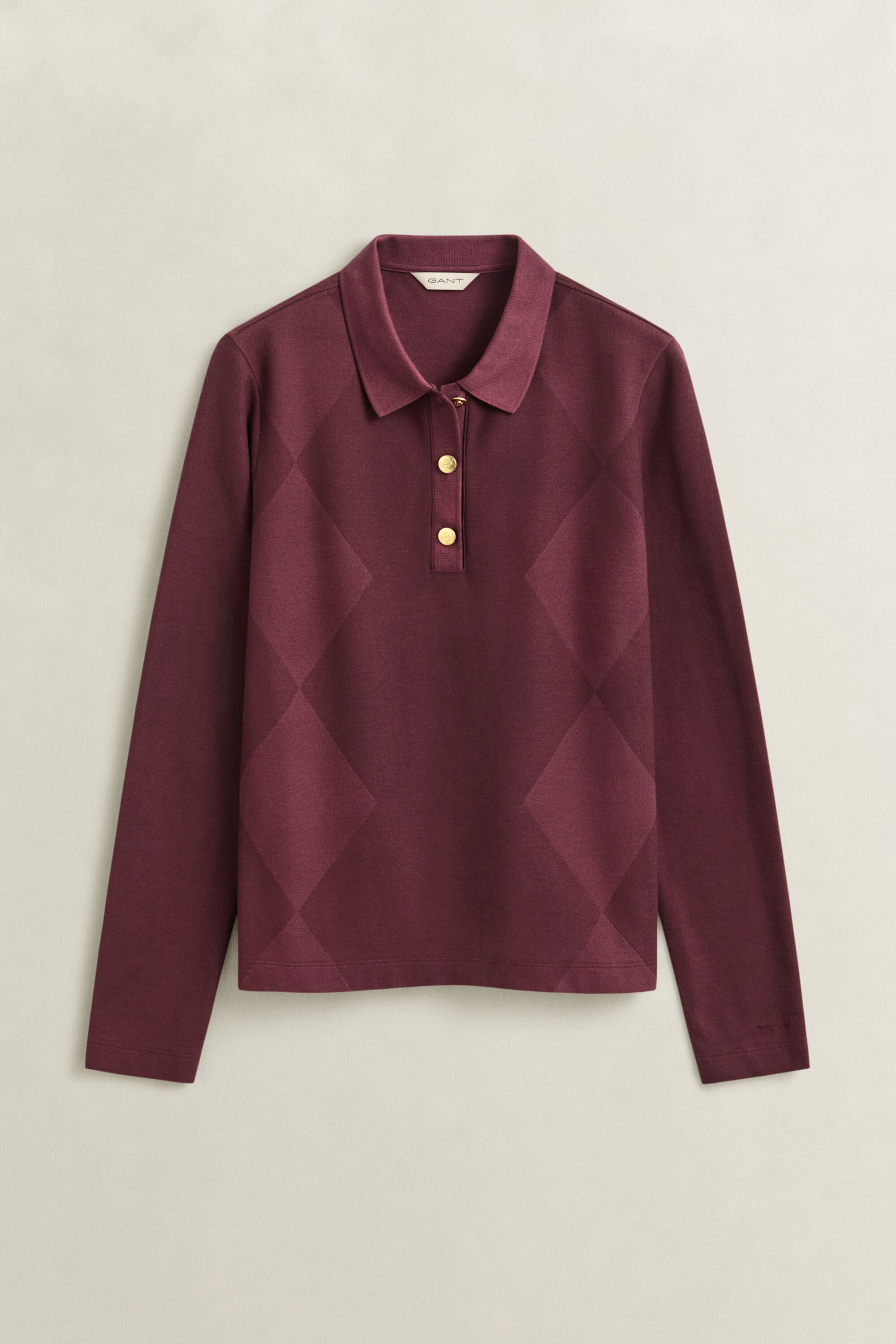 Camicia in stile polo a maniche lunghe Argyle
