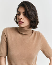 Maglia a collo alto in cashmere a maniche corte