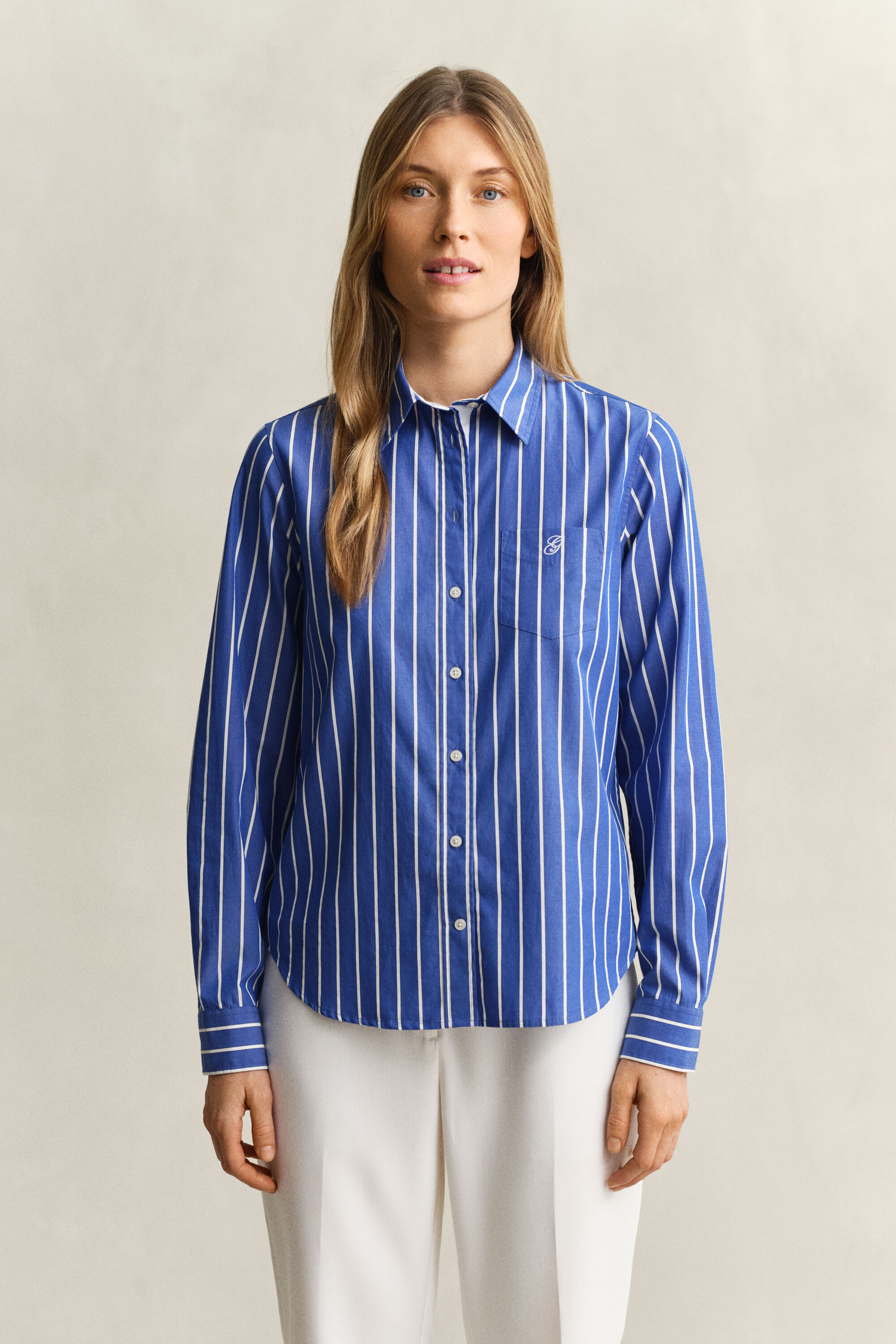 Camicia classica in popeline a righe regular fit