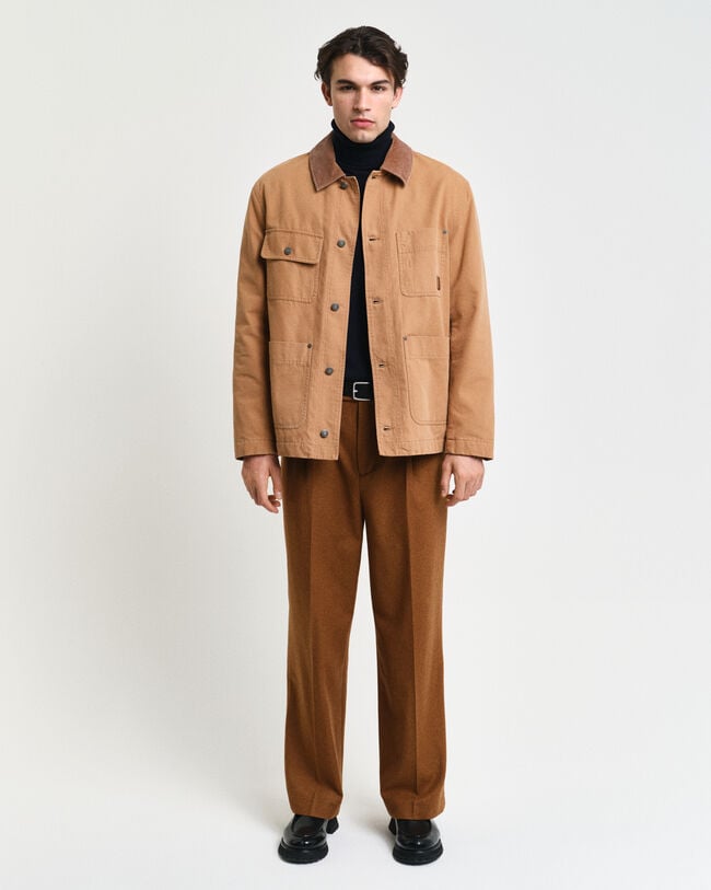 Pantaloni da abito in flanella di lana relaxed fit