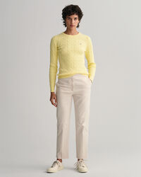 Maglia girocollo in cotone elasticizzato a trecce