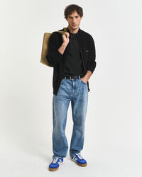 Cardigan con zip in piqué di cotone