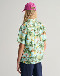 Camicia a maniche corte in cotone Palm Print Teens