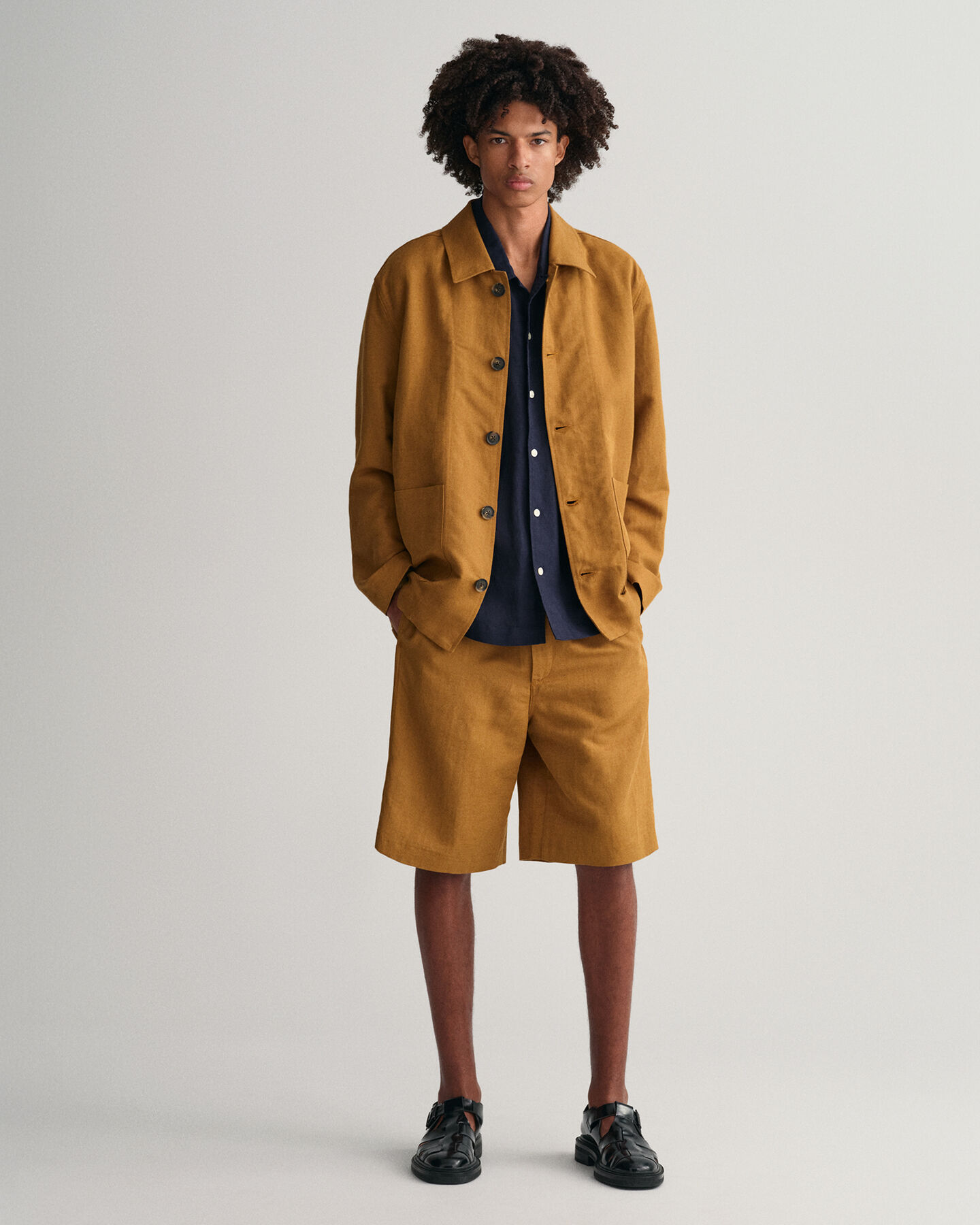 Camicia a maniche corte in lyocell di lino relaxed fit