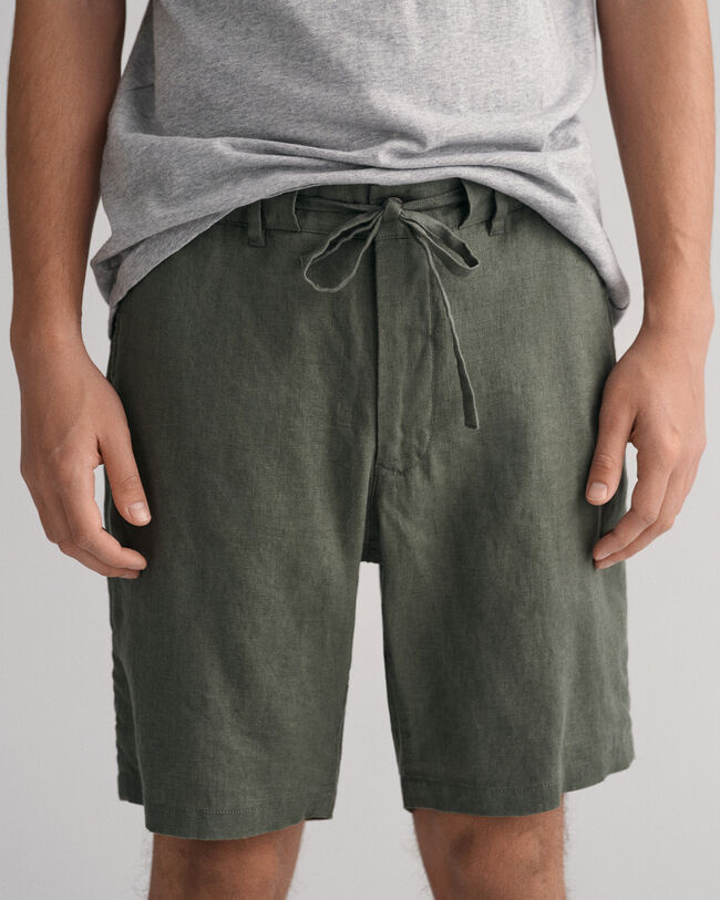 Pantaloncini con coulisse in lino relaxed fit
