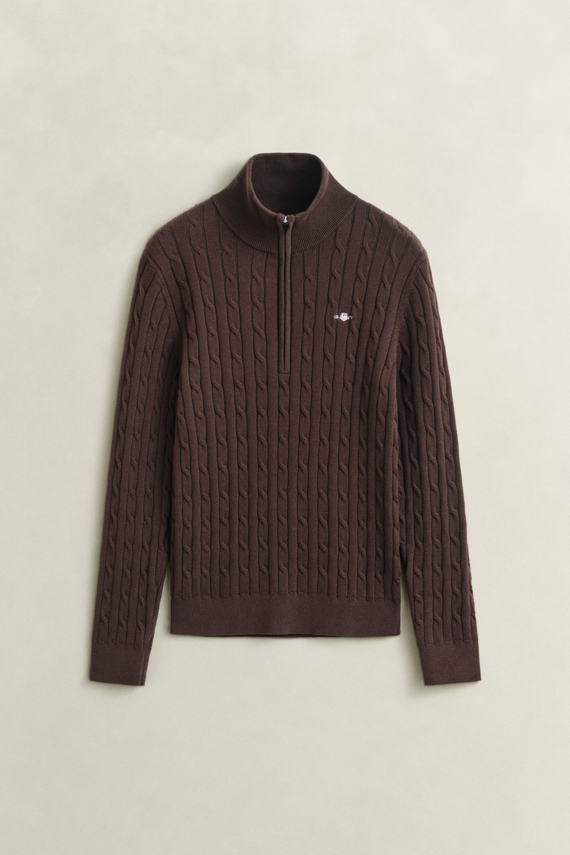 Maglia con zip corta in cotone elasticizzato a trecce