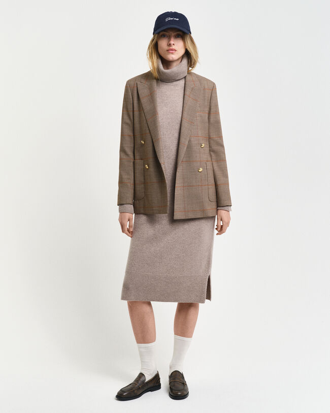 Abito a collo alto con dettagli con motivo a spina di pesce