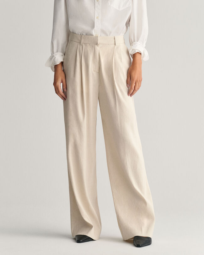 Pantaloni sartoriali elasticizzati in lino relaxed fit