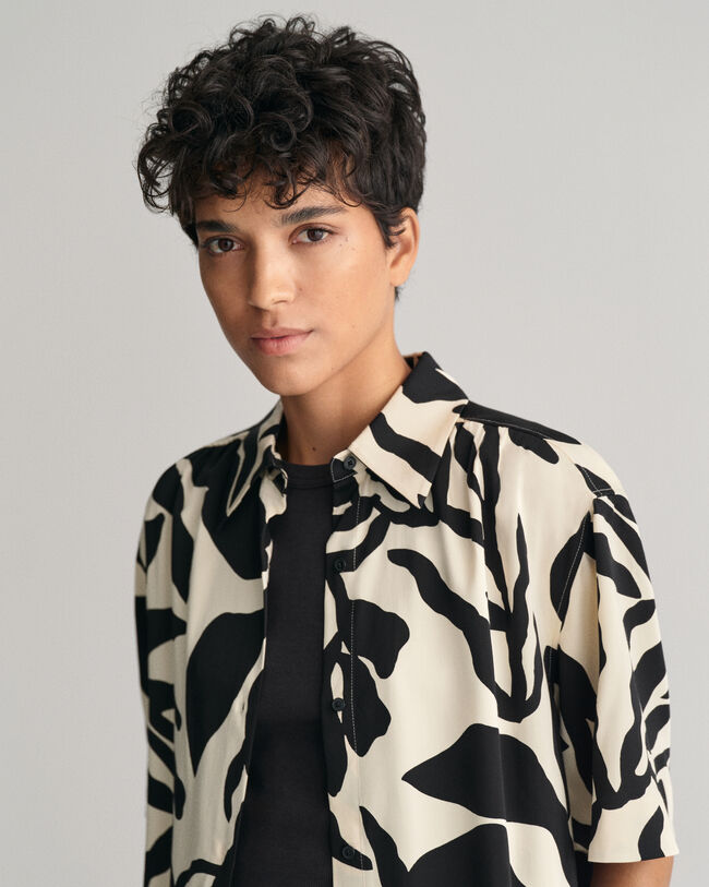 Camicia a maniche corte Palm Print relaxed fit
