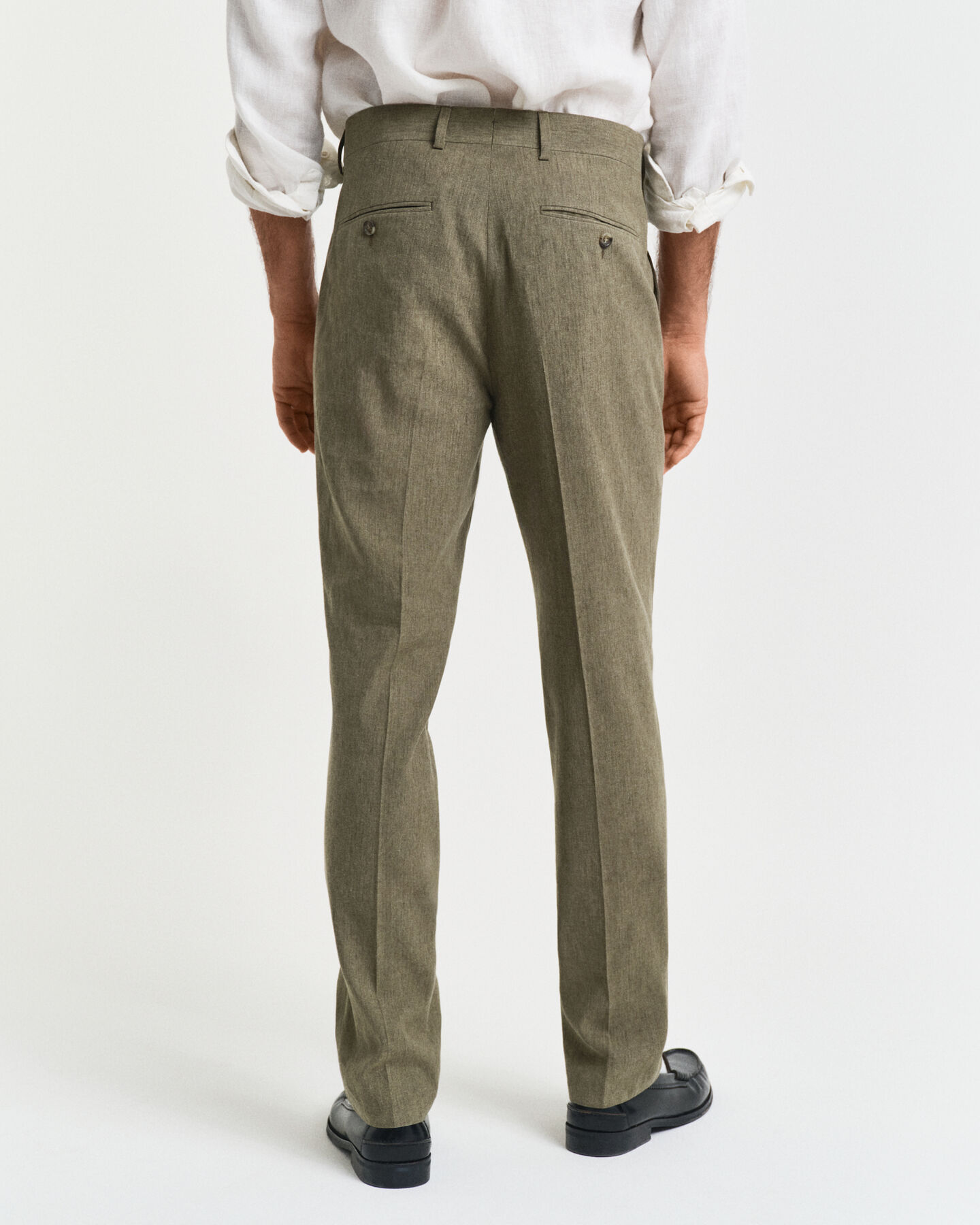 Pantaloni da abito in misto lino-cotone slim fit