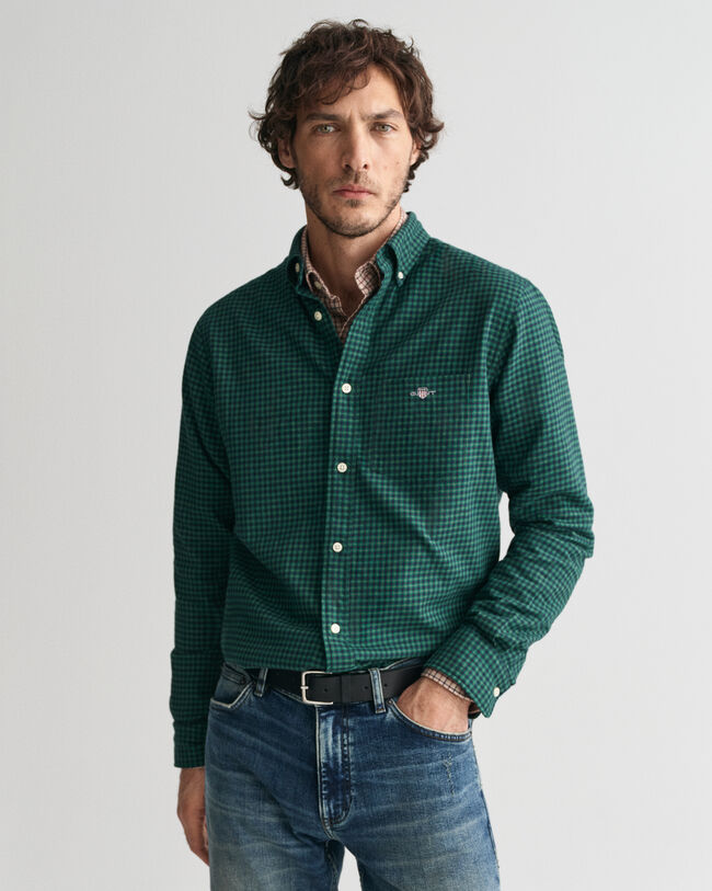 Camicia in flanella a microquadretti regular fit