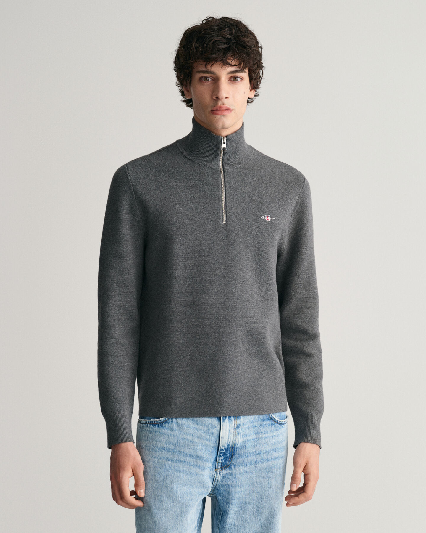 Maglia in cotone con zip corta Milano Knit