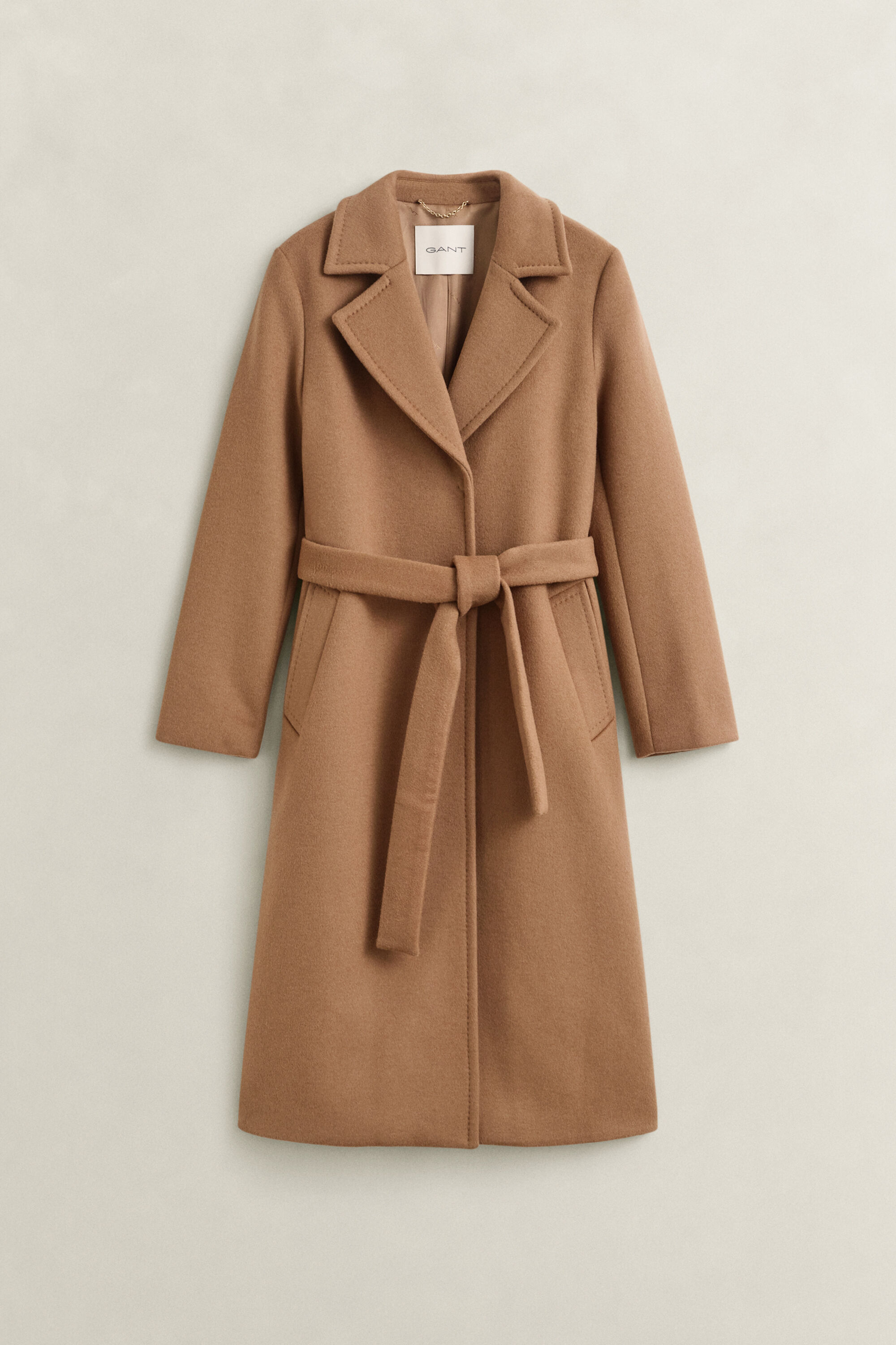 Cappotto con cintura in misto lana
