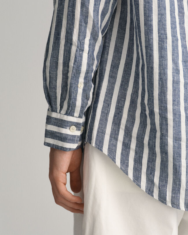Camicia di lino a righe larghe regular fit
