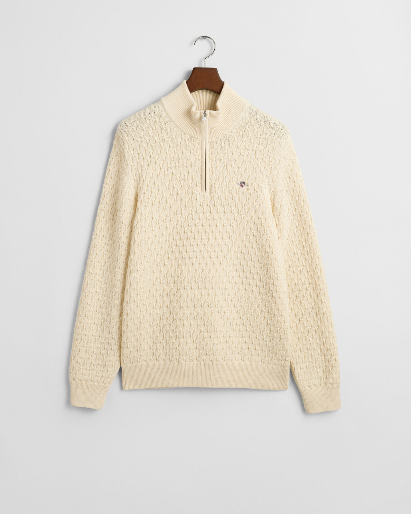 Maglia in cotone testurizzato con zip corta