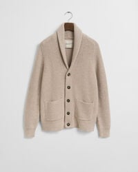 Cardigan con collo sciallato in misto lana
