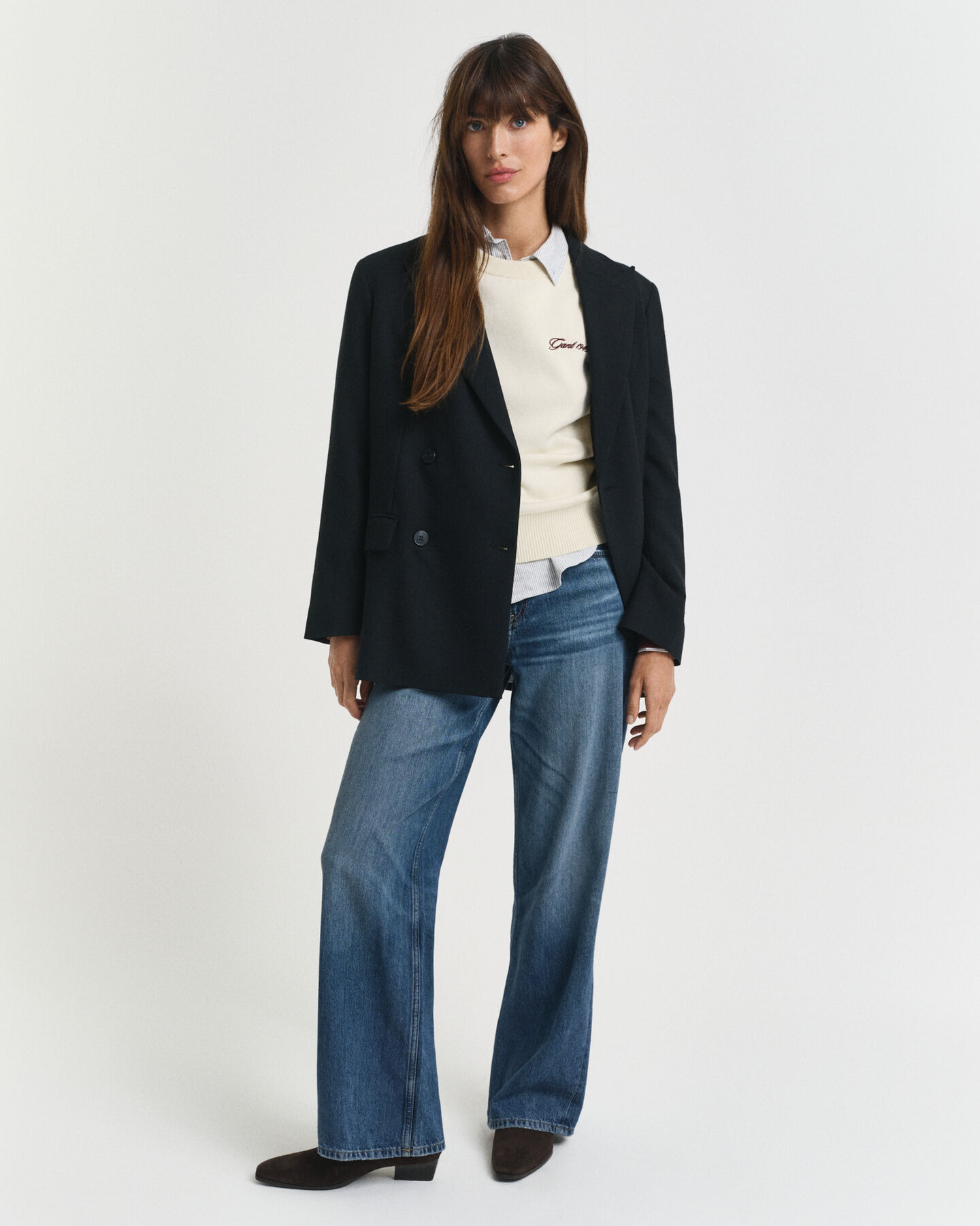 Maglia girocollo a blocchi di colore