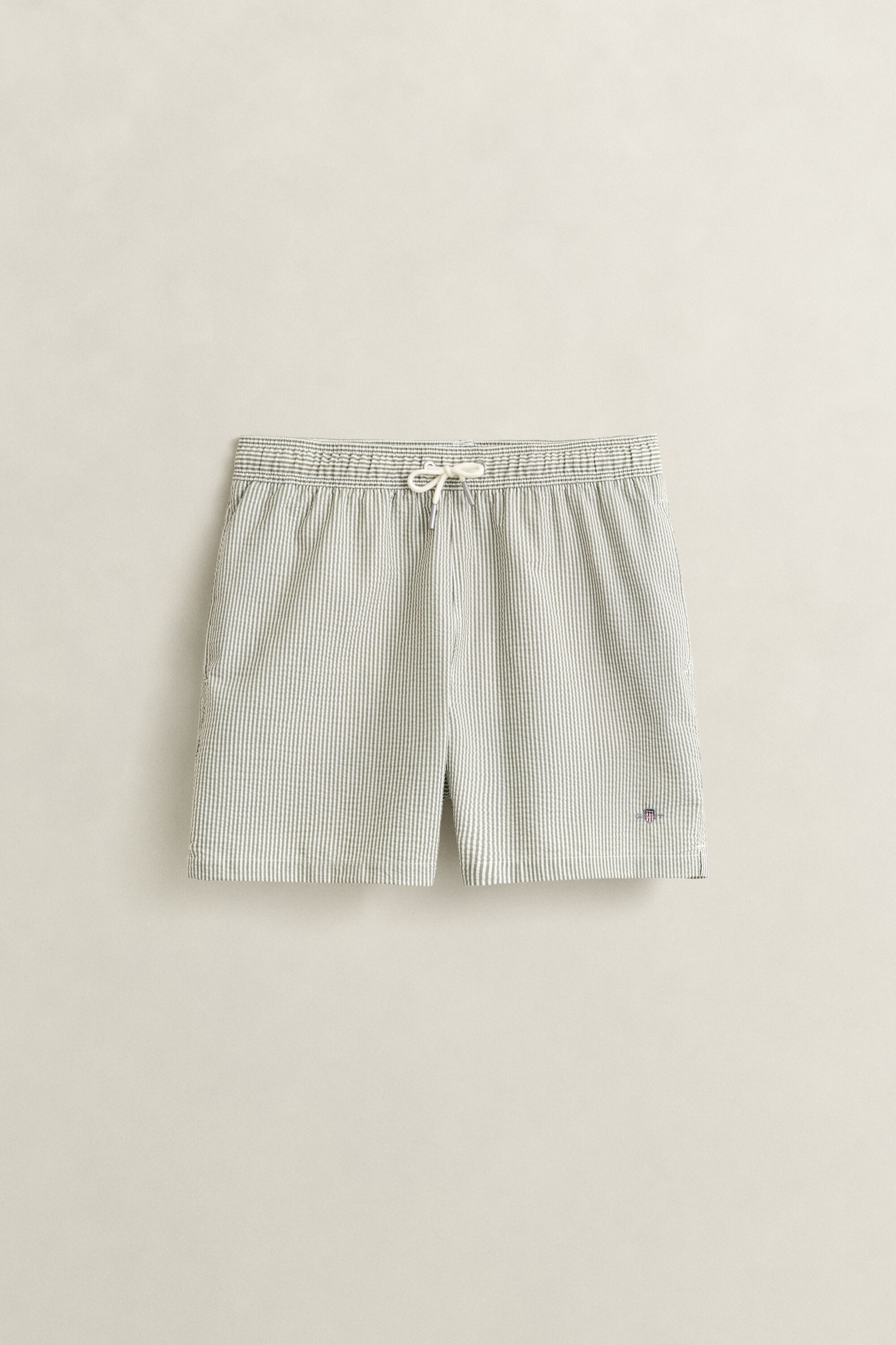 Pantaloncini da bagno in seersucker a righe