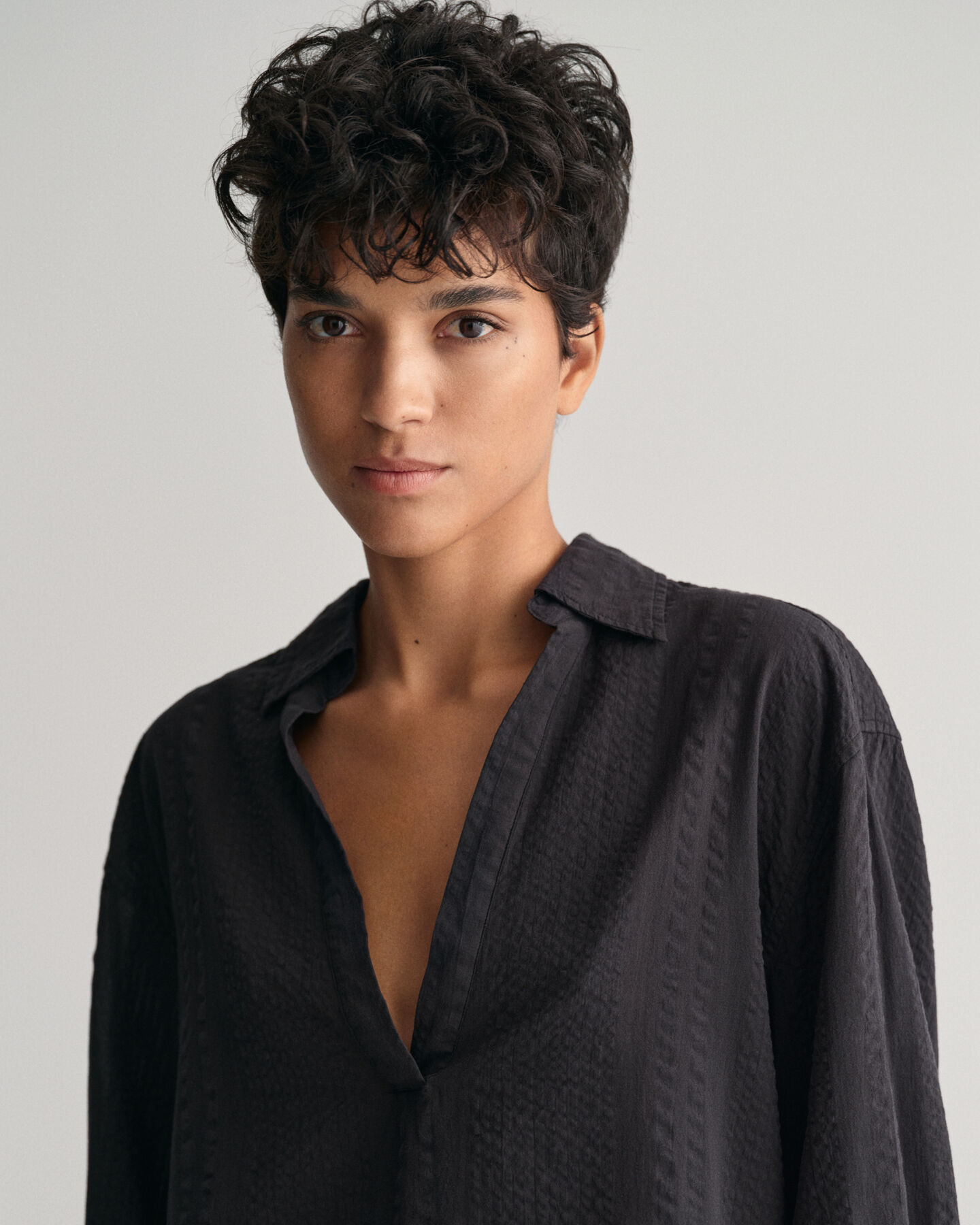 Camicia popover a righe Seersucker relaxed fit