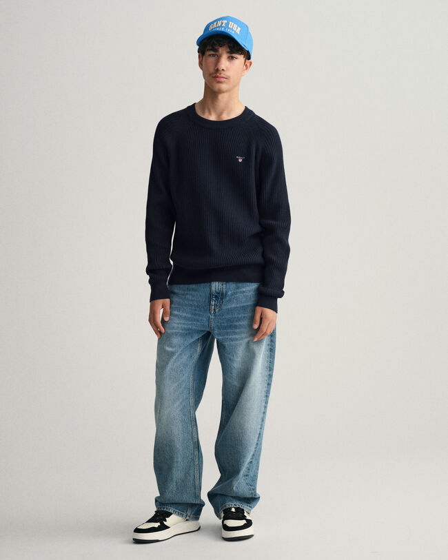 Maglia Casual girocollo in cotone a coste teens