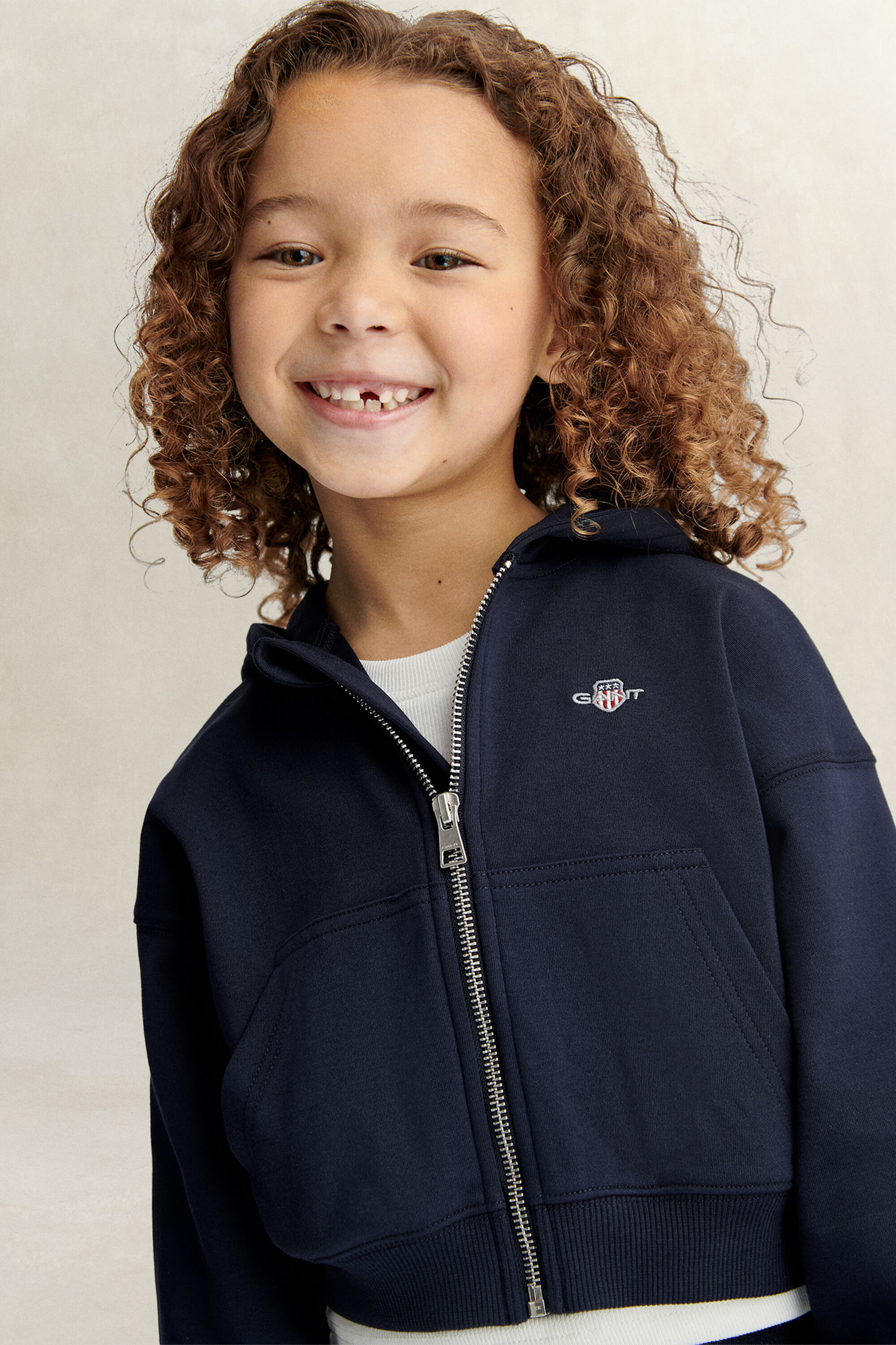 Felpa corta con cappuccio e zip Shield Girls