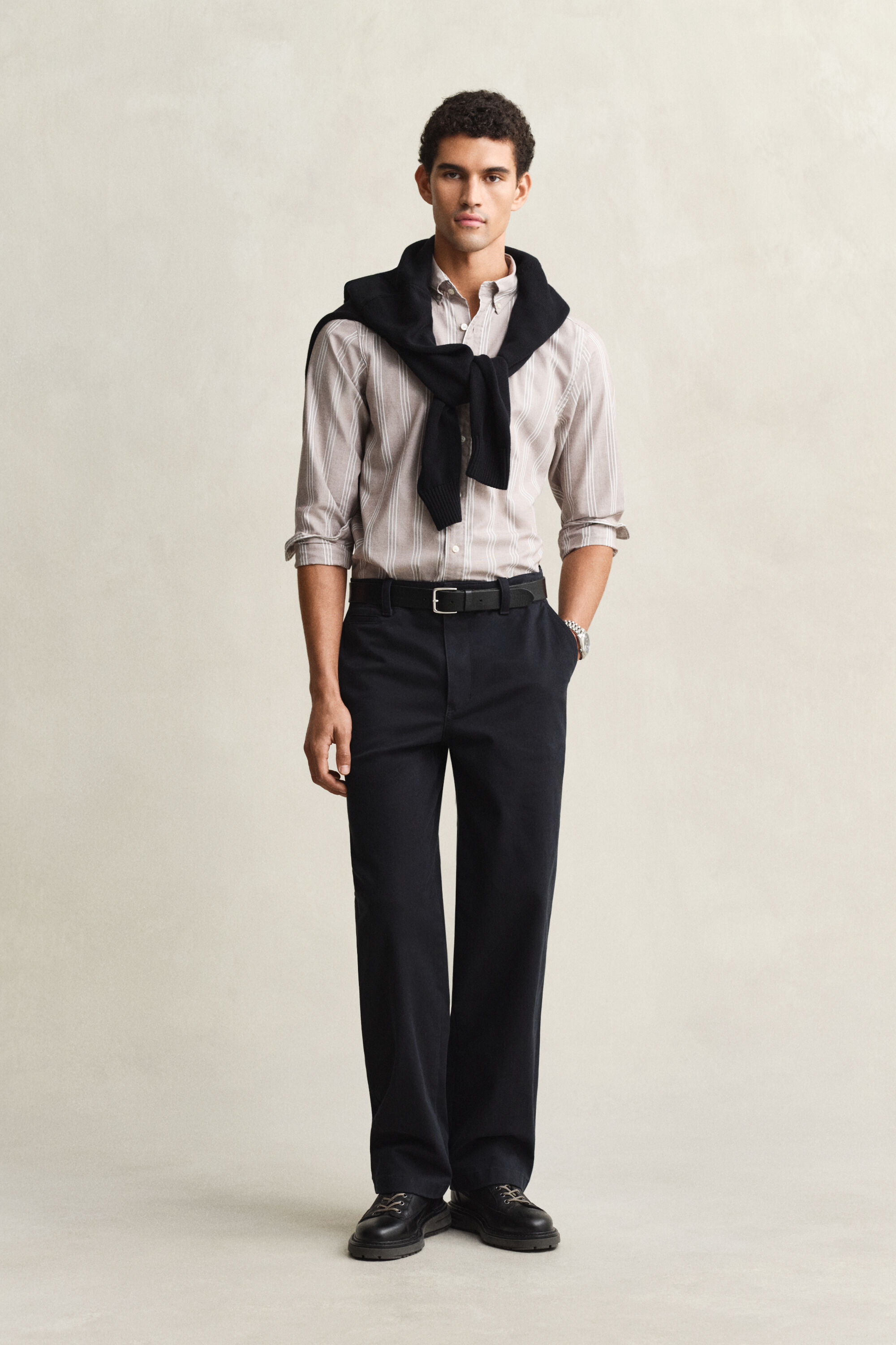 Camicia fil-à-fil in popeline a righe regular fit