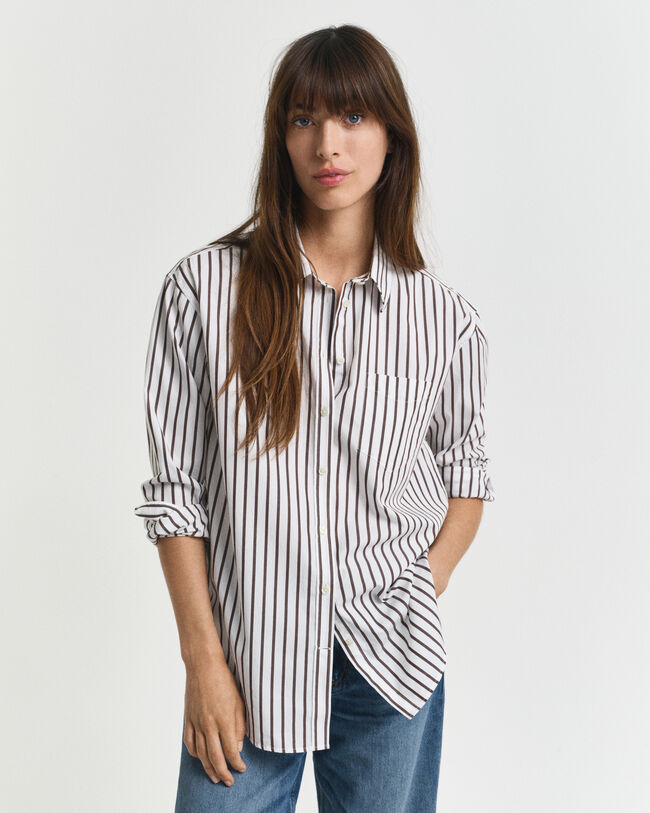 Camicia classica in popeline a righe relaxed fit