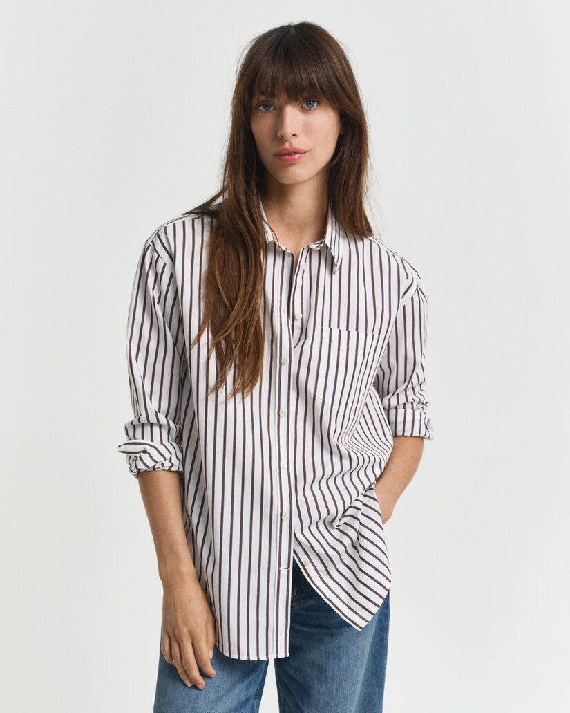Camicia classica in popeline a righe relaxed fit