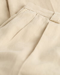 Pantaloni chino in misto cotone-lino plissettati