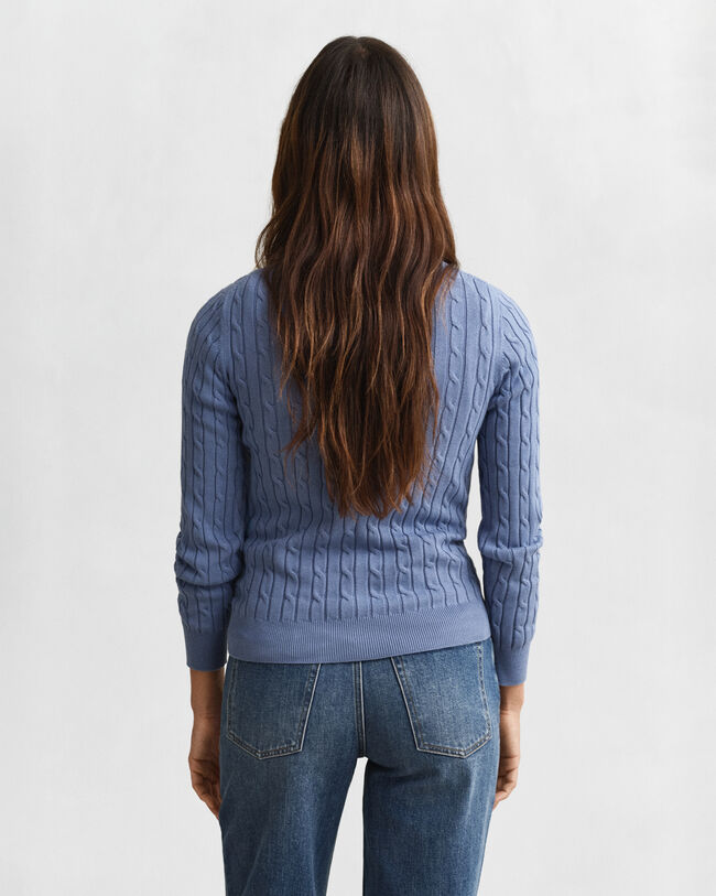 Maglia girocollo in cotone elasticizzato a trecce