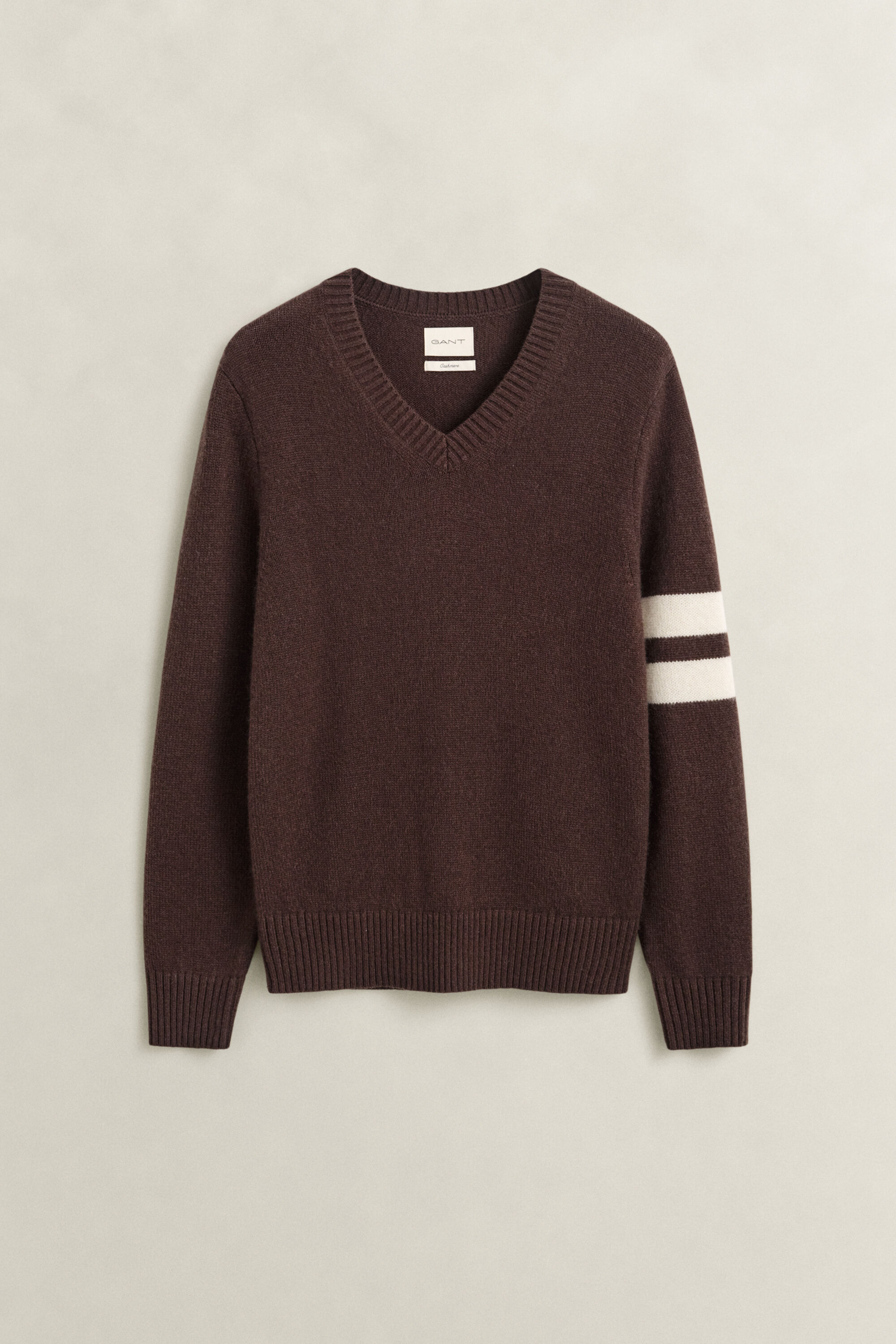 Maglia in cashmere a righe con scollo a V