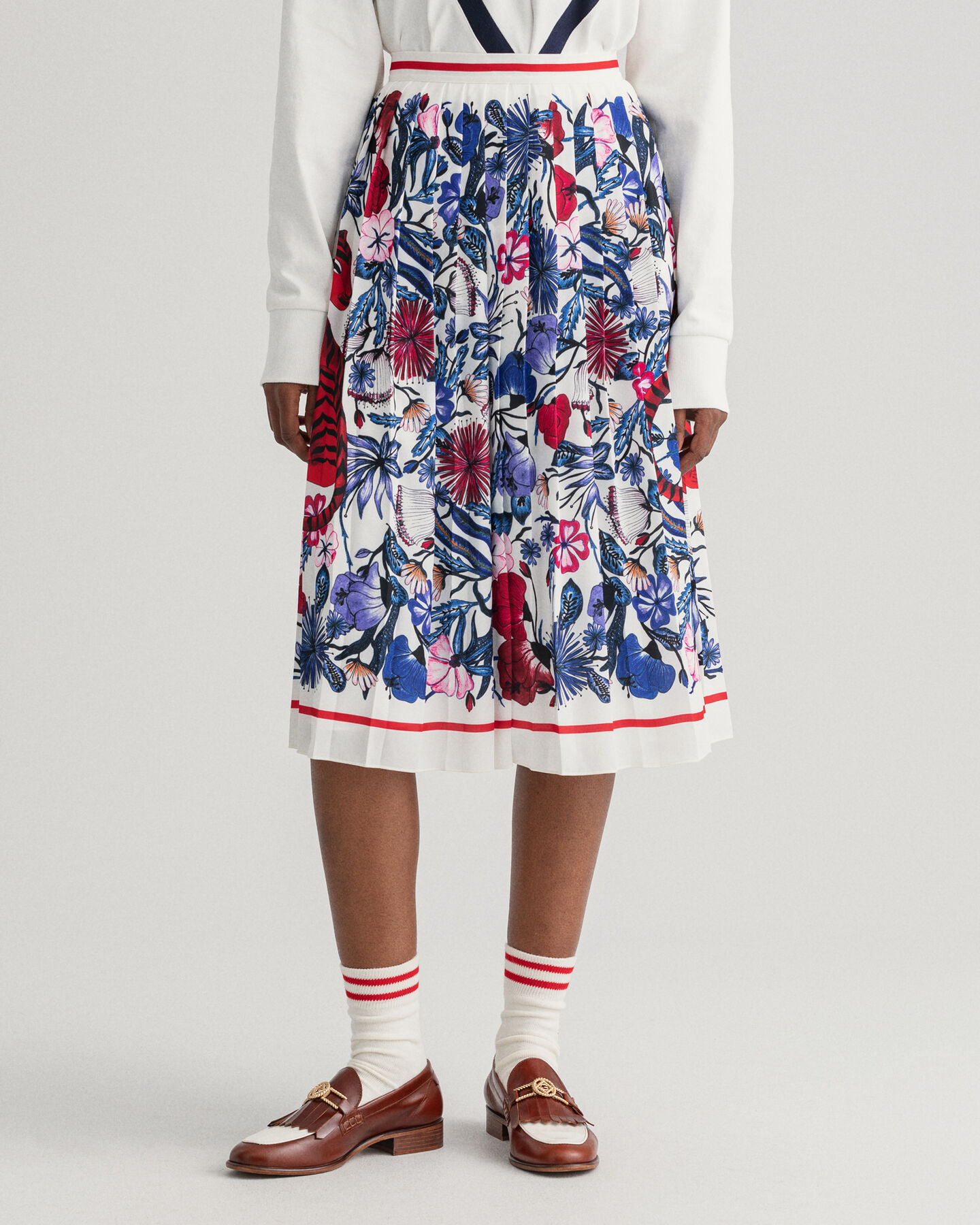 Gonna Tiger Floral plissettata