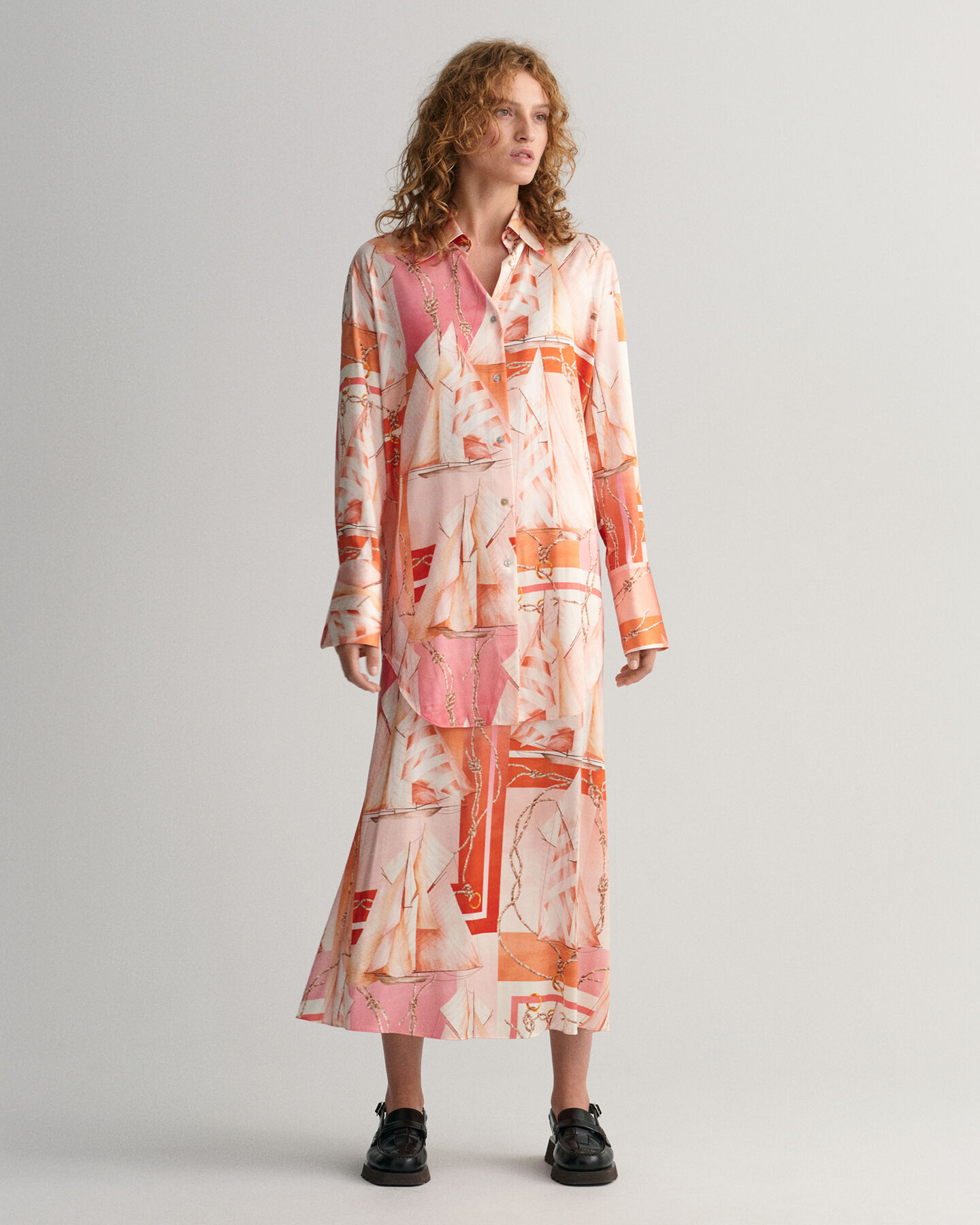 Camicia di seta con stampa Sailing relaxed fit