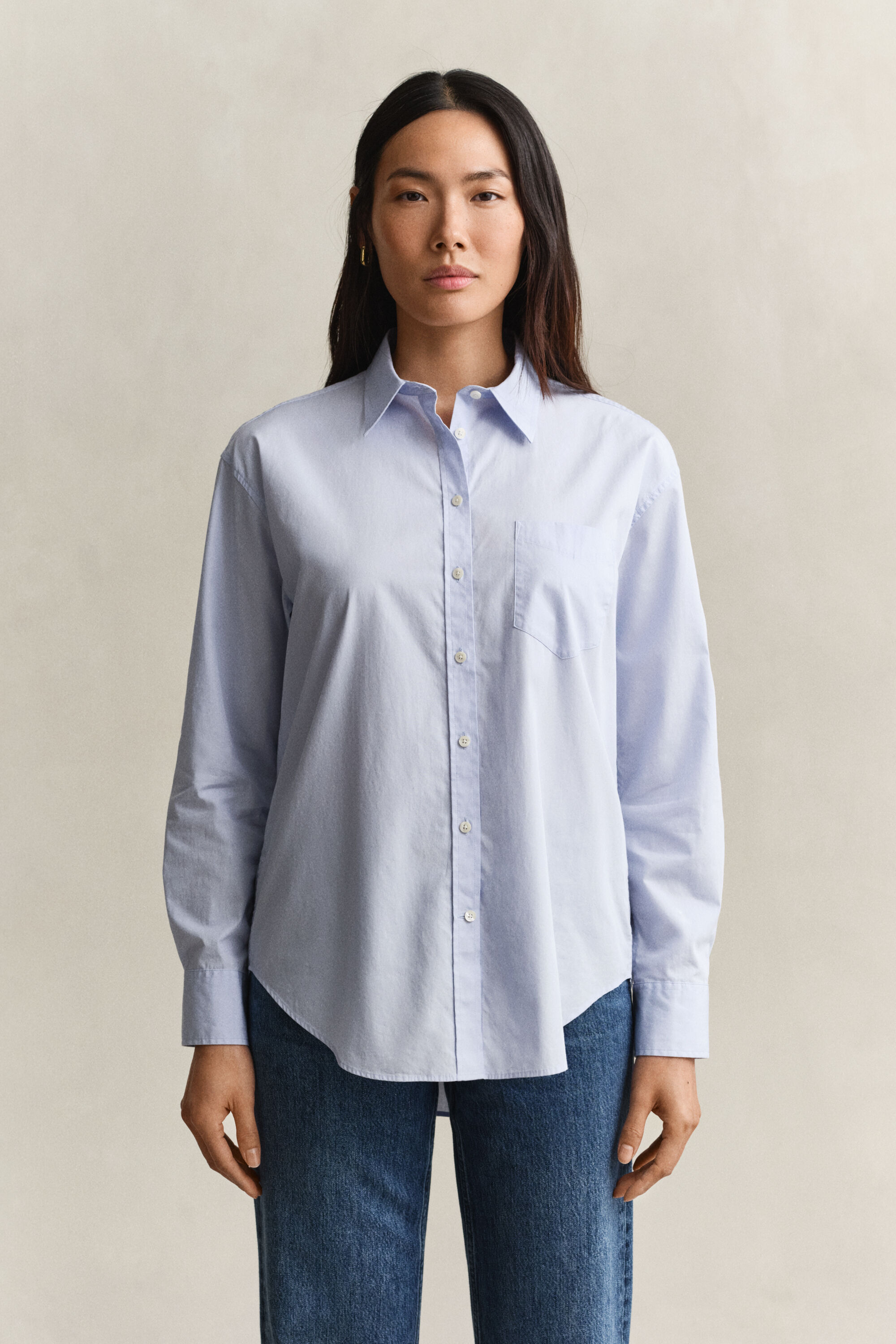 Camicia classica in popeline relaxed fit