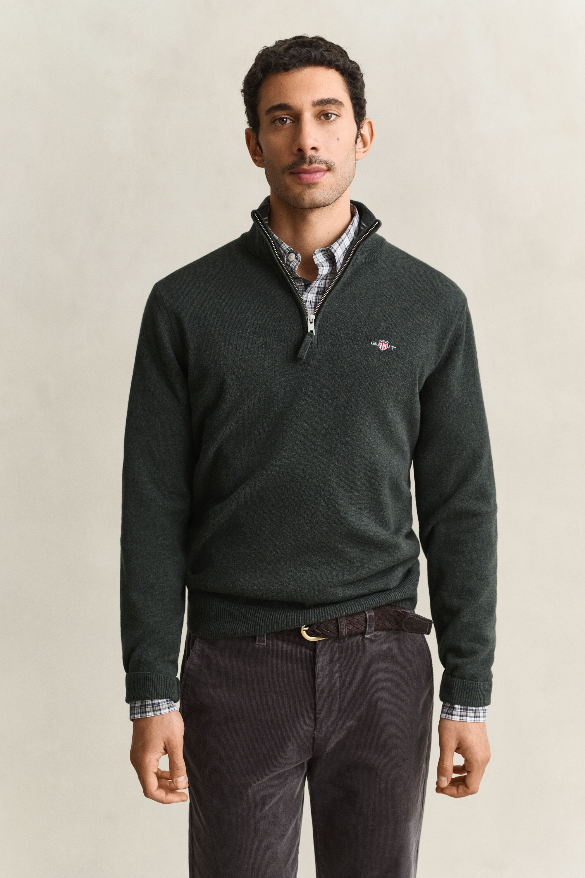 Maglia in lana d’agnello con zip corta