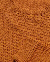 Maglia girocollo testurizzata in misto cotone-lino