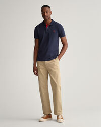 Rugger in piqu&eacute; con colletto a contrasto