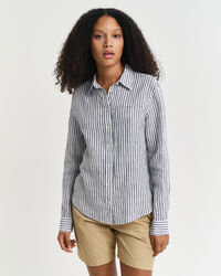 Camicia di lino a righe regular fit