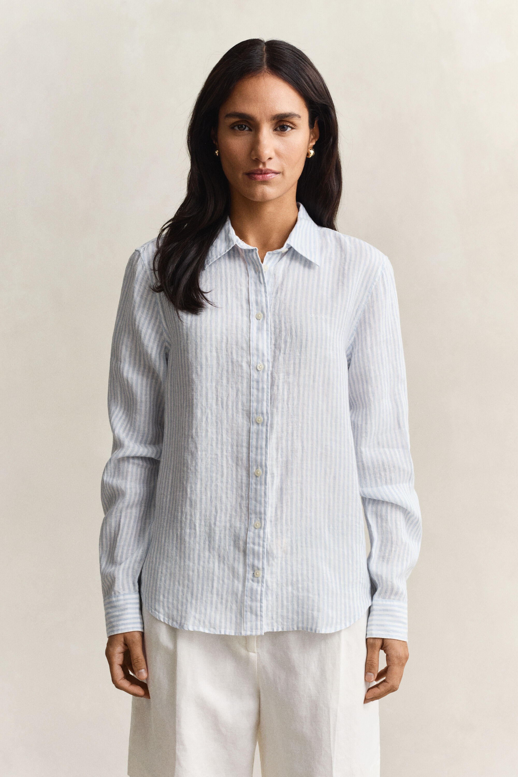 Camicia di lino a righe regular fit