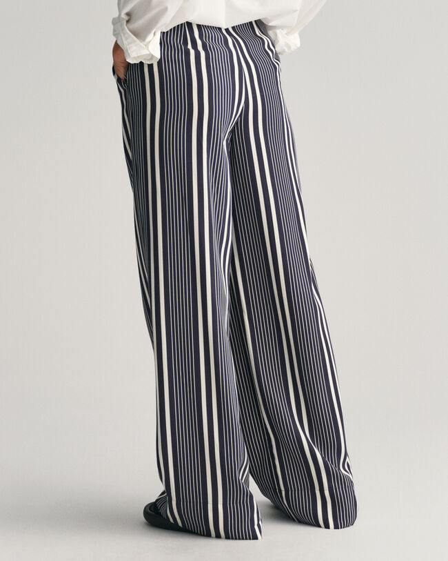 Pantaloni con stampa a righe a gamba larga regular fit
