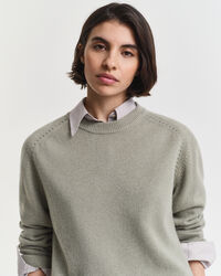 Maglia girocollo in morbida lana misto cashmere